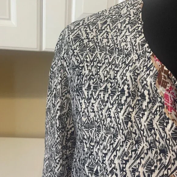 Kyla Seo Anthropologie Womens Colorful Oversized Tunic Boho Pintuck Blouse S - Picture 7 of 12